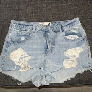 Garage Light Blue Distressed Jean Shorts